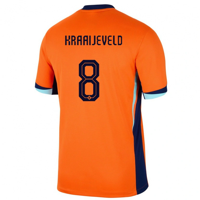 DanxenレディースオランダThijs Kraaijeveld#8オレンジホームシャツ24-26ジャージーユニフォーム