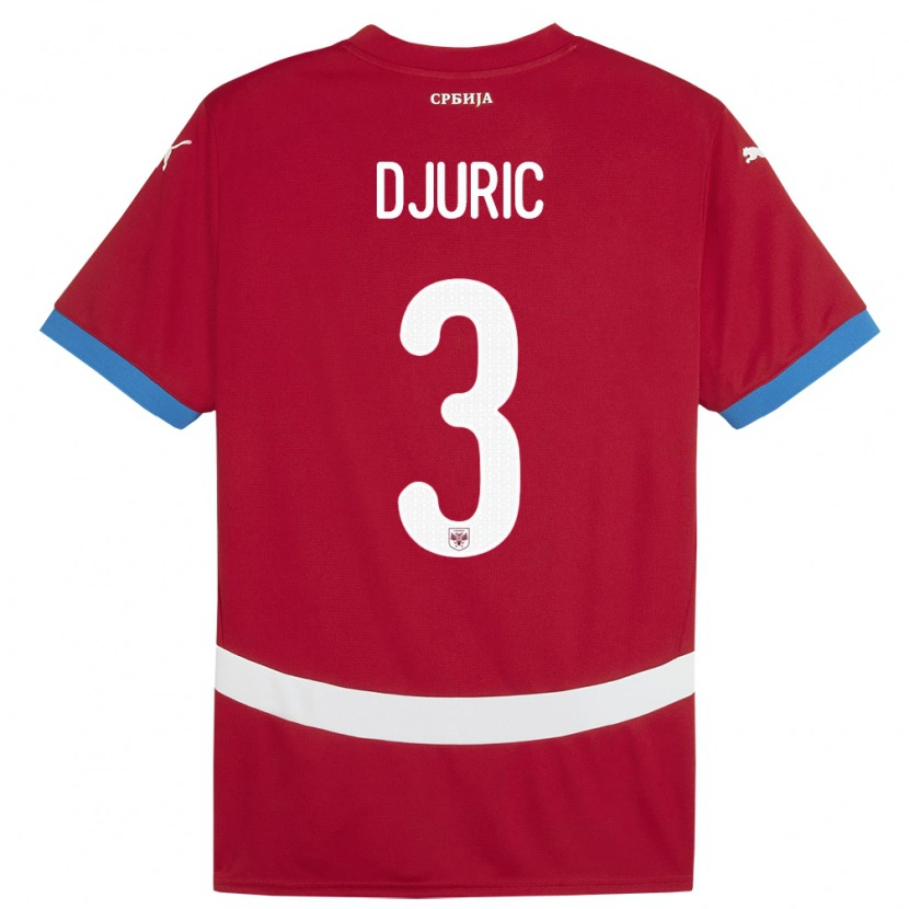 DanxenレディースセルビアDavid Djuric#3赤ホームシャツ24-26ジャージーユニフォーム