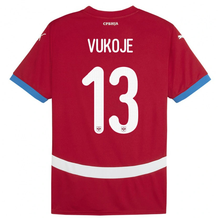 DanxenレディースセルビアLuka Vukoje#13赤ホームシャツ24-26ジャージーユニフォーム