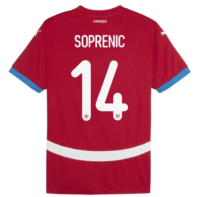 DanxenレディースセルビアMilos Soprenic#14赤ホームシャツ24-26ジャージーユニフォーム