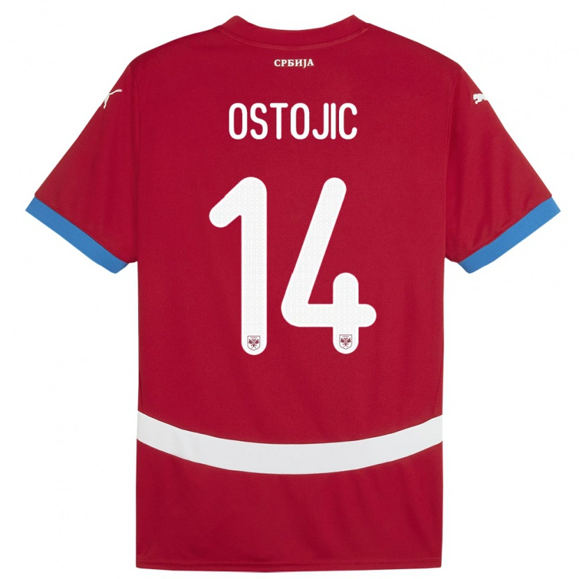 DanxenレディースセルビアJovan Ostojic#14赤ホームシャツ24-26ジャージーユニフォーム