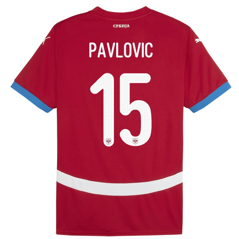 DanxenレディースセルビアDusan Pavlovic#15赤ホームシャツ24-26ジャージーユニフォーム