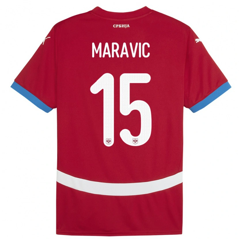 DanxenレディースセルビアMateo Maravic#15赤ホームシャツ24-26ジャージーユニフォーム