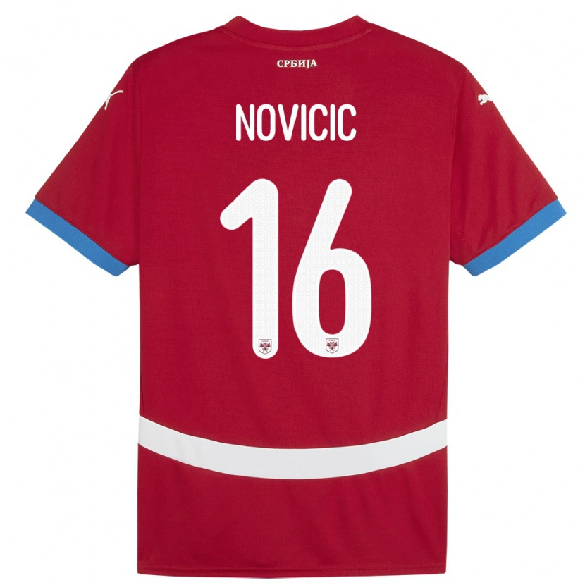 DanxenレディースセルビアVasilije Novicic#16赤ホームシャツ24-26ジャージーユニフォーム