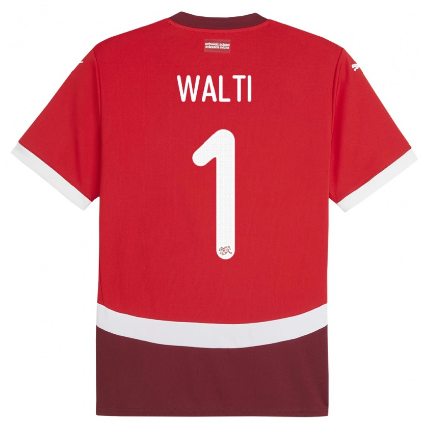 DanxenレディーススイスDario Wälti#1赤ホームシャツ24-26ジャージーユニフォーム