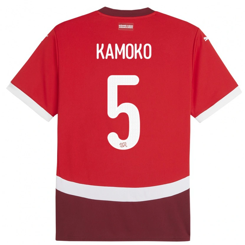 DanxenレディーススイスElohim Kamoko#5赤ホームシャツ24-26ジャージーユニフォーム