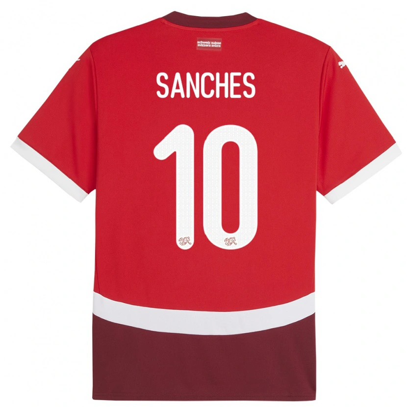 DanxenレディーススイスAlvyn Sanches#10赤ホームシャツ24-26ジャージーユニフォーム