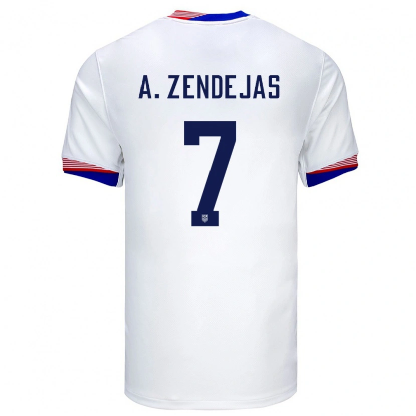 Danxenレディースアメリカ合衆国アレハンドロ・センデハス#7白ホームシャツ24-26ジャージーユニフォーム