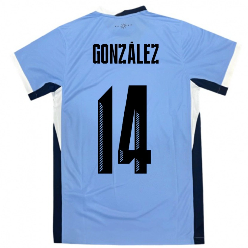 DanxenレディースウルグアイPilar Gonzalez#14白黒ホームシャツ24-26ジャージーユニフォーム