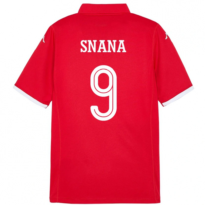 DanxenレディースチュニジアYoussef Snana#9赤ホームシャツ24-26ジャージーユニフォーム