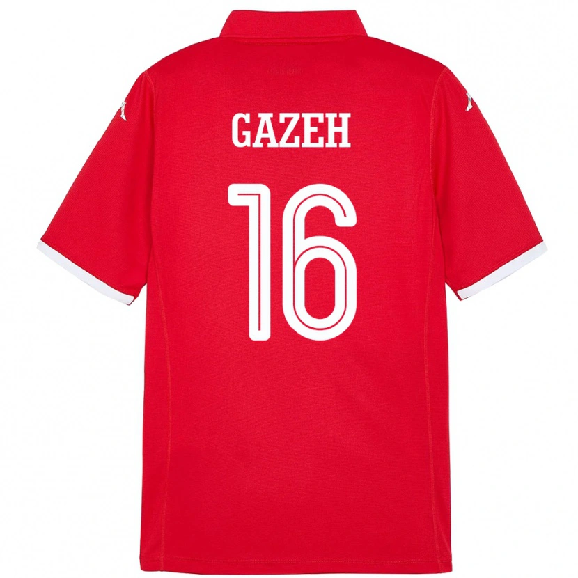 DanxenレディースチュニジアRaed Gazeh#16赤ホームシャツ24-26ジャージーユニフォーム