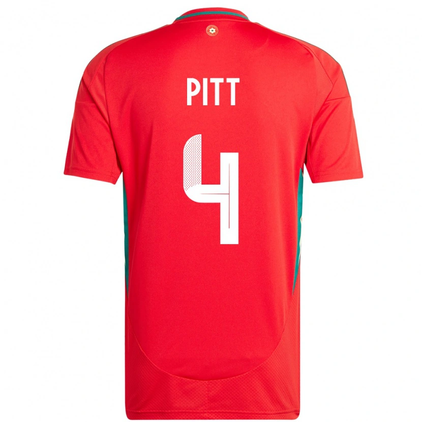 DanxenレディースウェールズTheo Pitt#4赤ホームシャツ24-26ジャージーユニフォーム