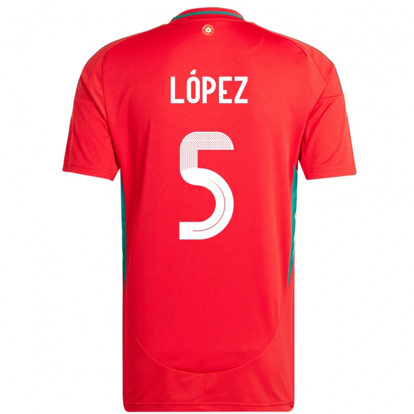 DanxenレディースウェールズPablo López#5赤ホームシャツ24-26ジャージーユニフォーム