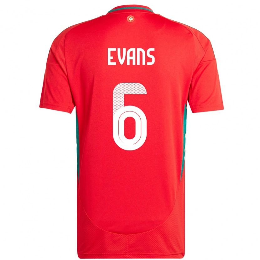 DanxenレディースウェールズLouis Evans#6赤ホームシャツ24-26ジャージーユニフォーム
