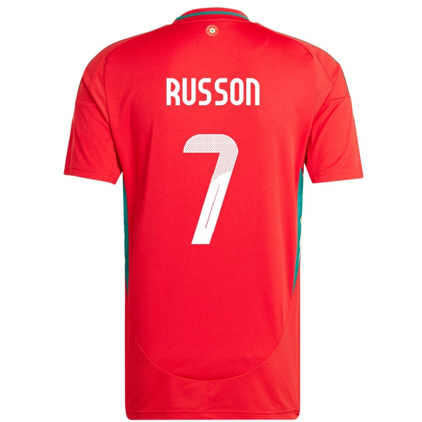 DanxenレディースウェールズWill Russon#7赤ホームシャツ24-26ジャージーユニフォーム