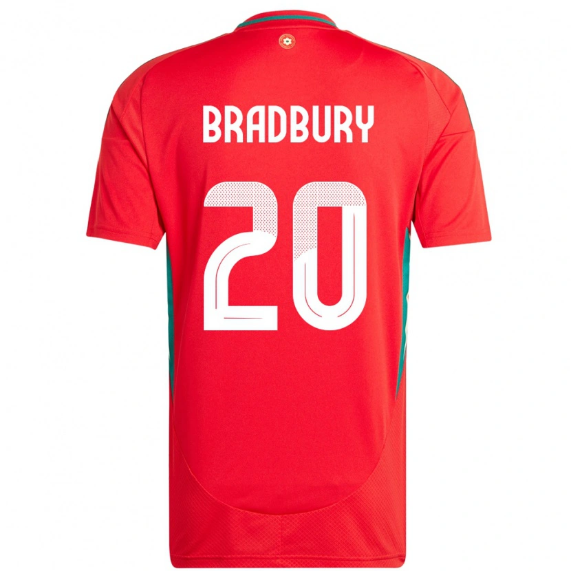 DanxenレディースウェールズLouie Bradbury#20赤ホームシャツ24-26ジャージーユニフォーム