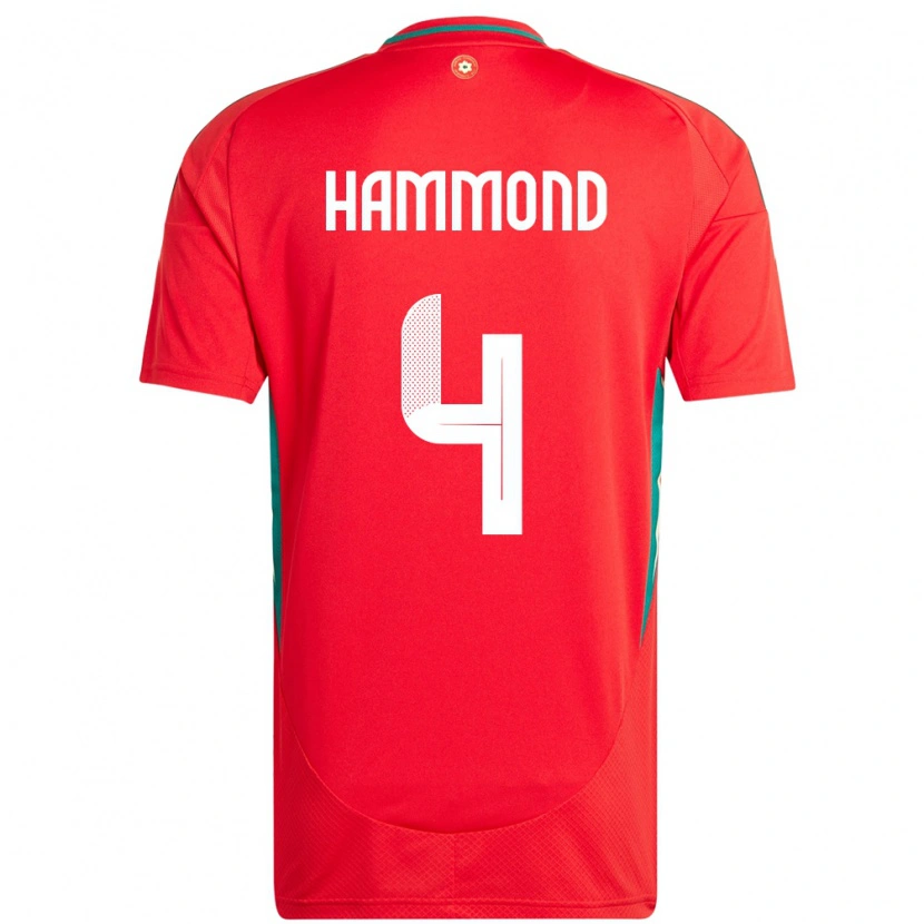 DanxenレディースウェールズBen Hammond#4赤ホームシャツ24-26ジャージーユニフォーム