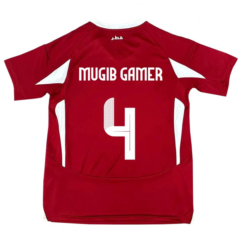 DanxenレディースカタールAbdalla Mugib Gamer#4赤ホームシャツ24-26ジャージーユニフォーム