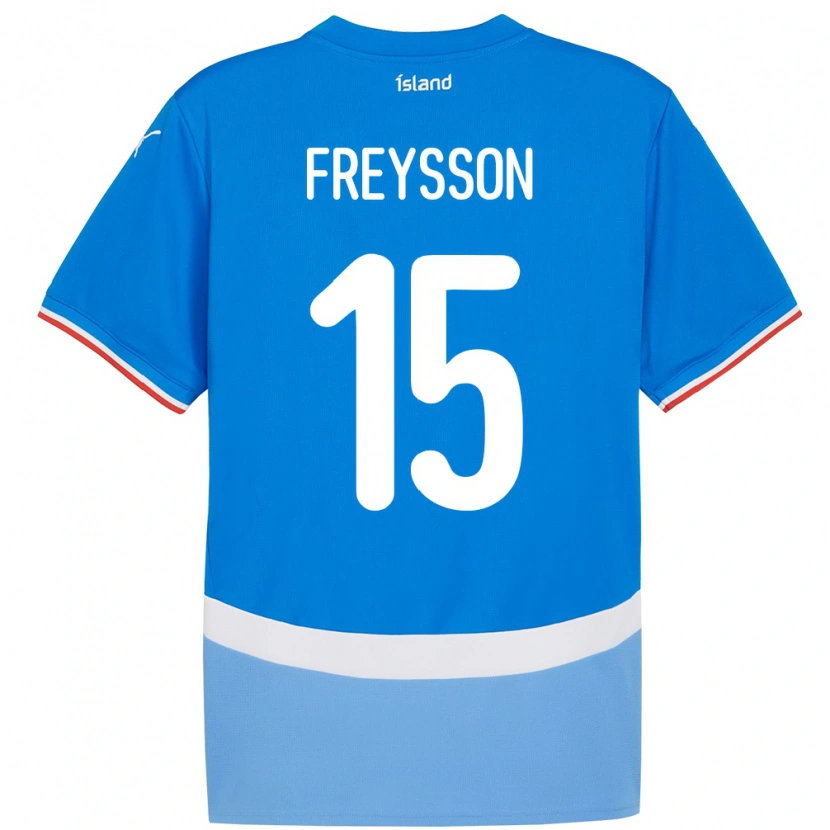 DanxenレディースアイスランドFjölnir Freysson#15青ホームシャツ24-26ジャージーユニフォーム