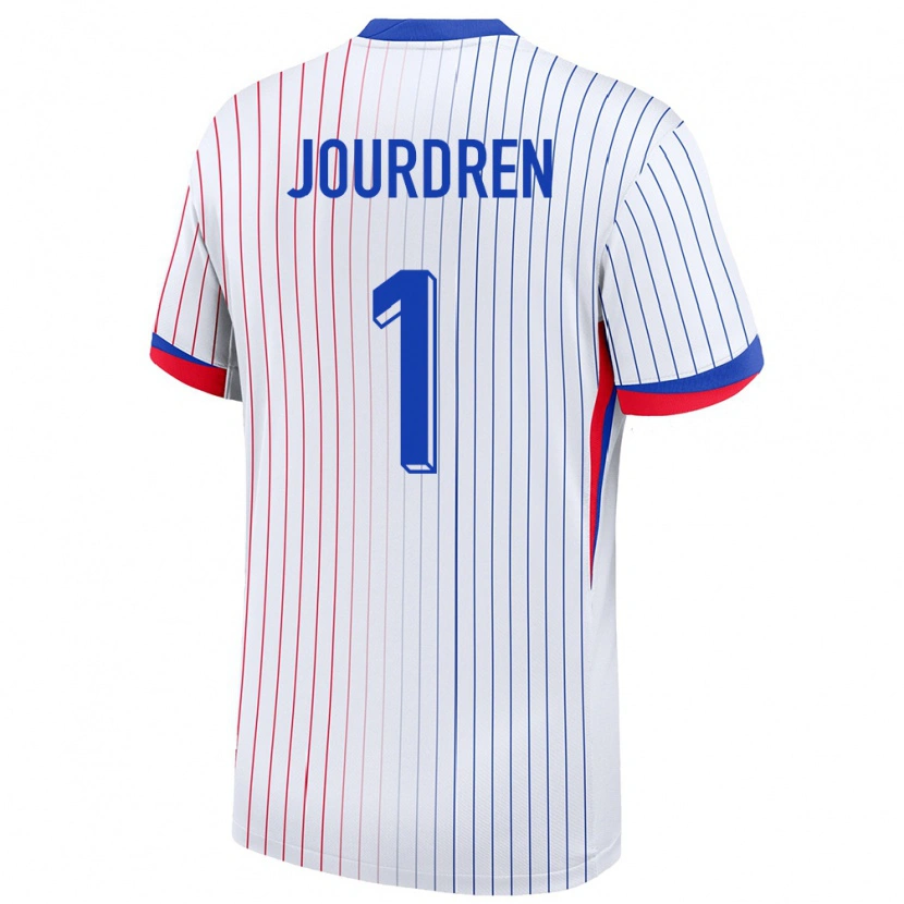DanxenレディースフランスIlan Jourdren#1白アウェイシャツ24-26ジャージーユニフォーム