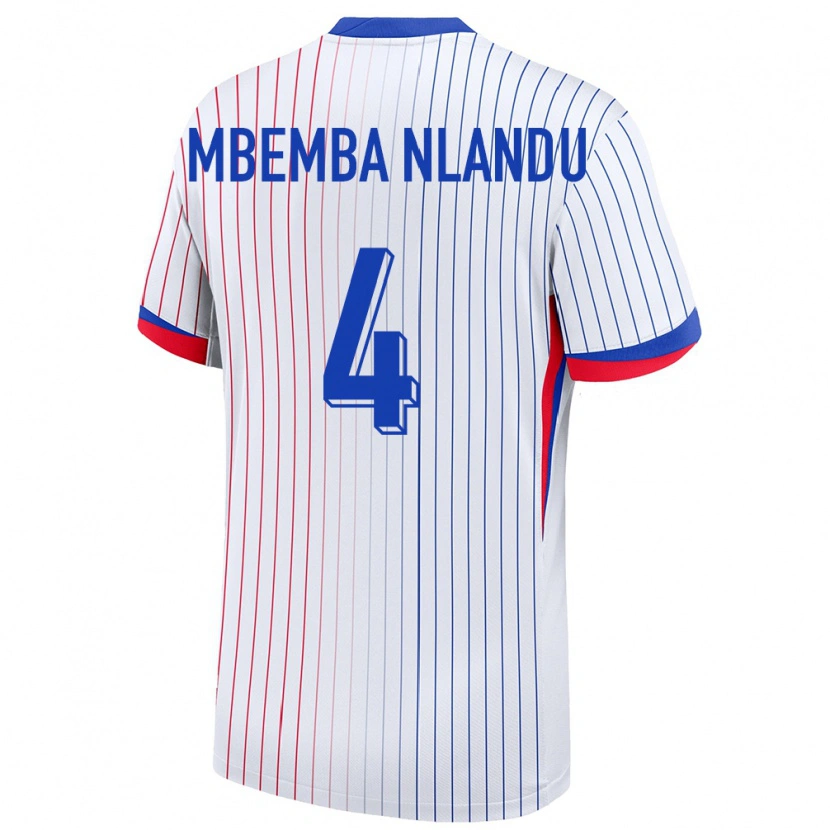 DanxenレディースフランスEmmanuel Mbemba Nlandu#4白アウェイシャツ24-26ジャージーユニフォーム