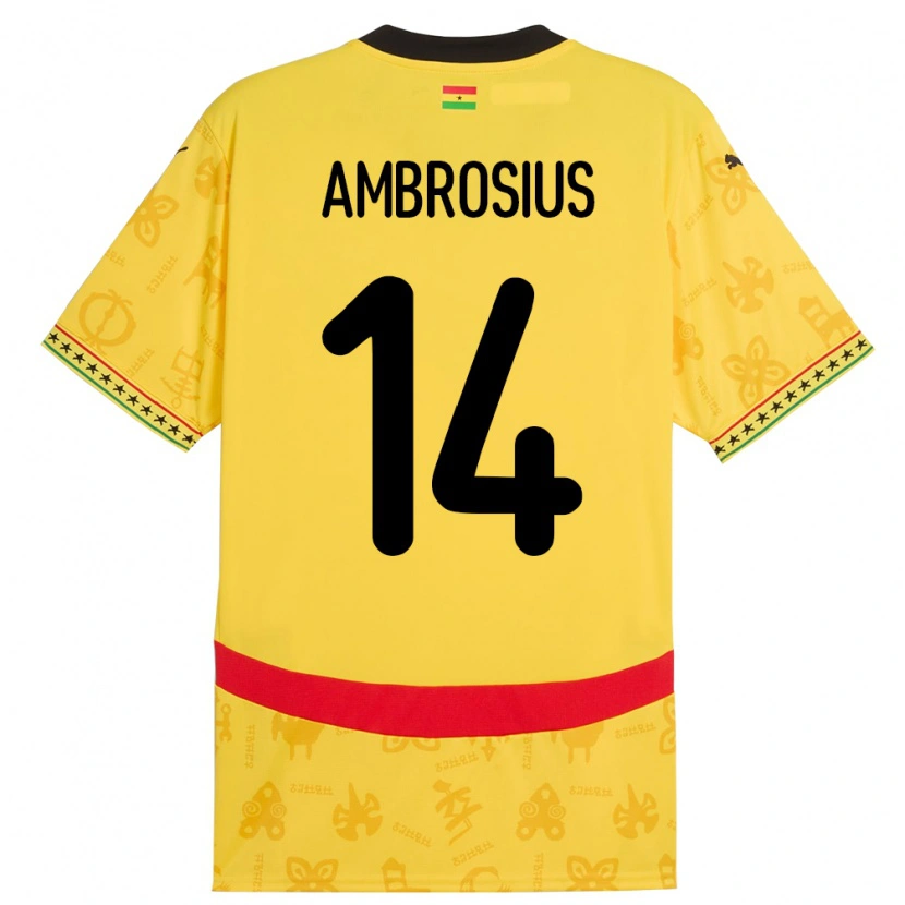 Danxenレディースガーナステファン・アンブロシウス#14イエローアウェイシャツ24-26ジャージーユニフォーム