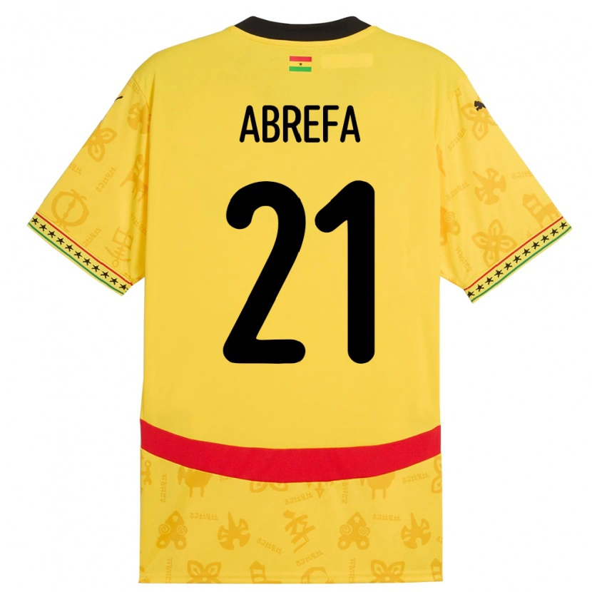 DanxenレディースガーナKelvin Abrefa#21イエローアウェイシャツ24-26ジャージーユニフォーム