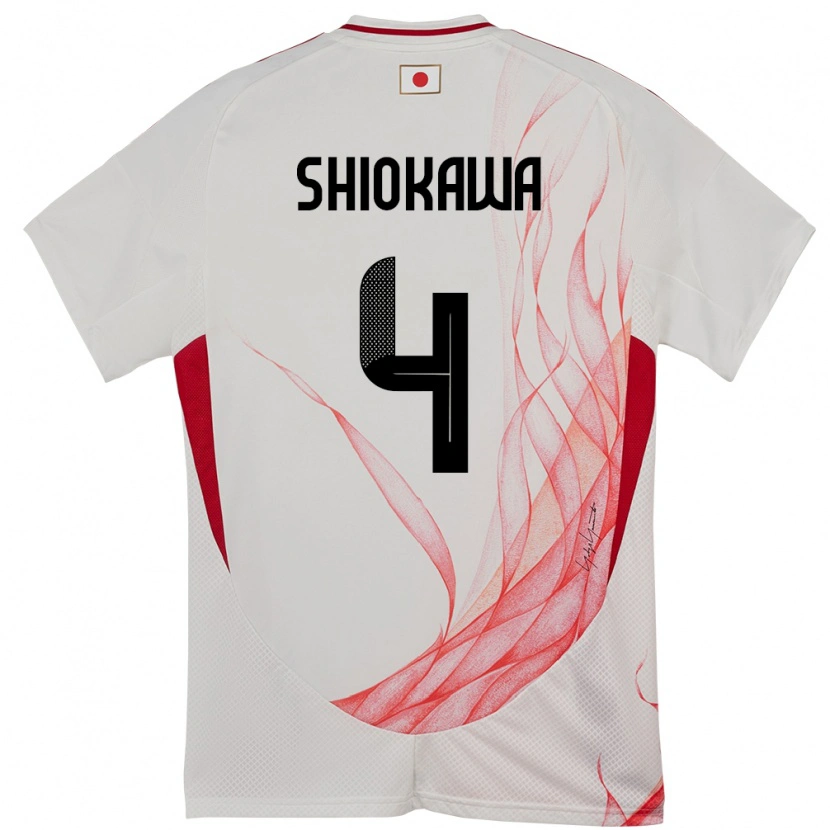 Danxenレディース日本Harumichi Shiokawa#4ホワイトアウェイシャツ24-26ジャージーユニフォーム