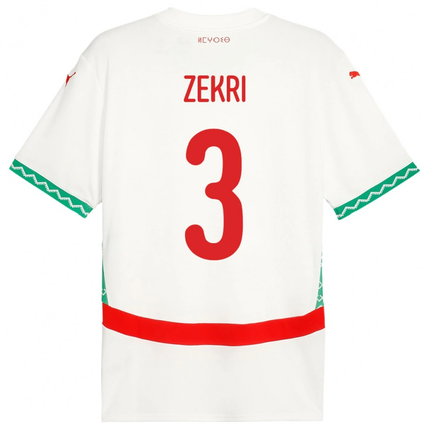 DanxenレディースモロッコMoncef Zekri#3ホワイトアウェイシャツ24-26ジャージーユニフォーム