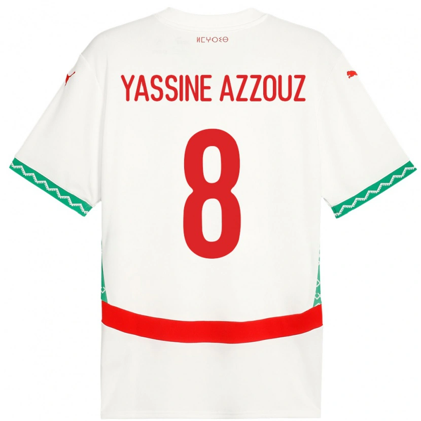 DanxenレディースモロッコMohamed Yassine Azzouz#8ホワイトアウェイシャツ24-26ジャージーユニフォーム