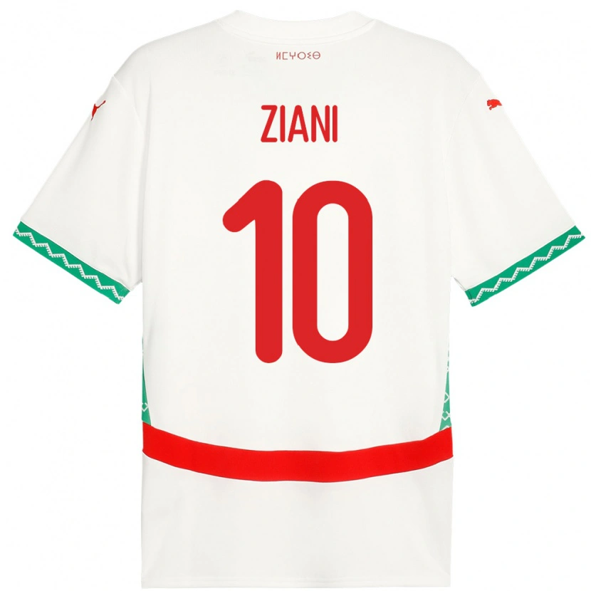 DanxenレディースモロッコIsmael Ziani#10ホワイトアウェイシャツ24-26ジャージーユニフォーム