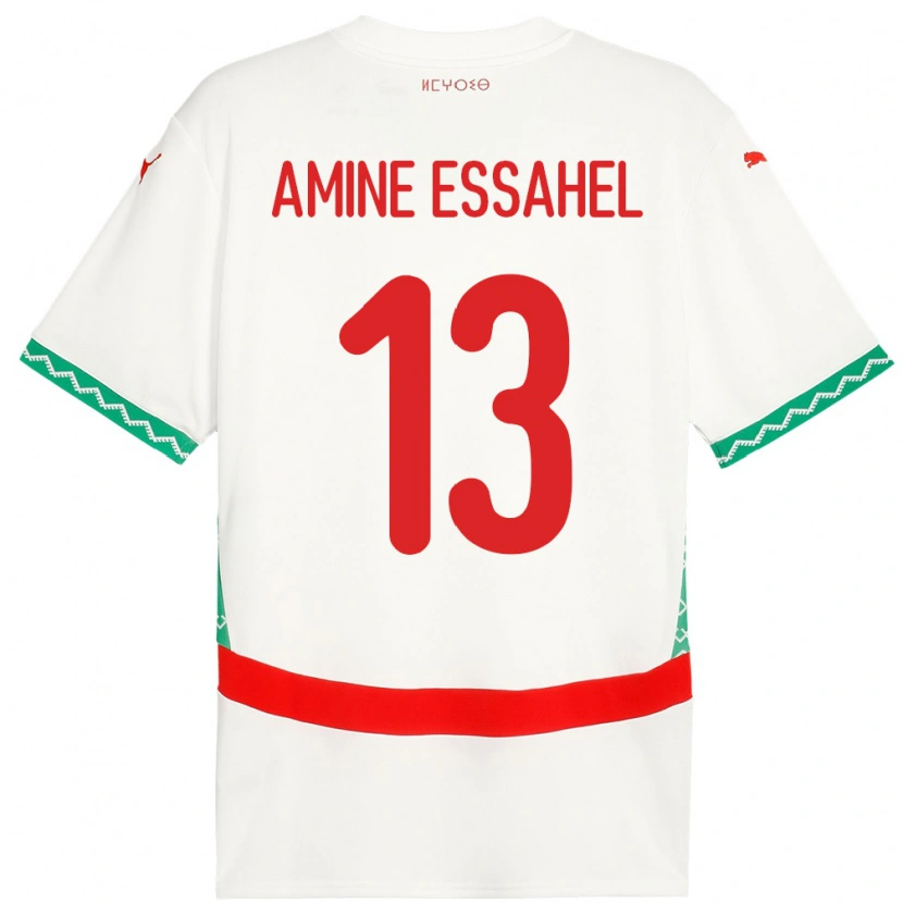 DanxenレディースモロッコMohamed Amine Essahel#13ホワイトアウェイシャツ24-26ジャージーユニフォーム