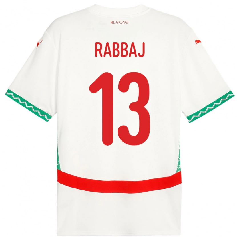 DanxenレディースモロッコYusuf Rabbaj#13ホワイトアウェイシャツ24-26ジャージーユニフォーム