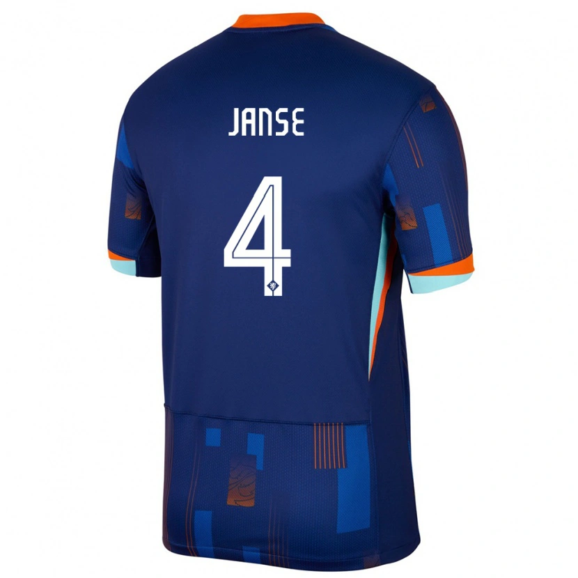 DanxenレディースオランダDies Janse#4青アウェイシャツ24-26ジャージーユニフォーム