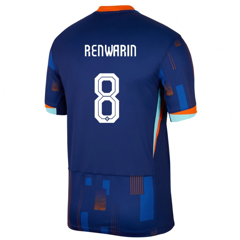 DanxenレディースオランダGivaro Renwarin#8青アウェイシャツ24-26ジャージーユニフォーム