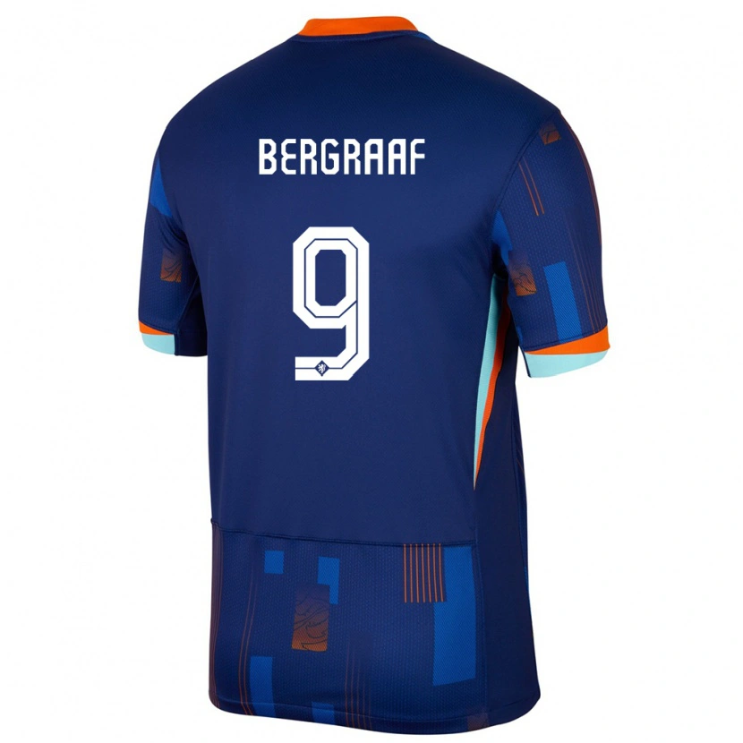 DanxenレディースオランダJerolldino Bergraaf#9青アウェイシャツ24-26ジャージーユニフォーム