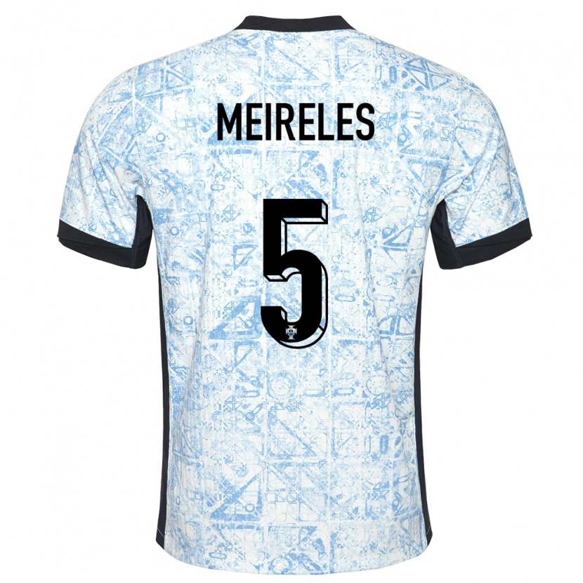 DanxenレディースポルトガルAfonso Meireles#5クリームブルーアウェイシャツ24-26ジャージーユニフォーム