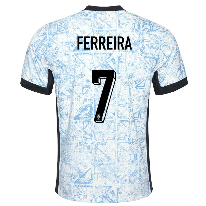 DanxenレディースポルトガルTiago Ferreira#7クリームブルーアウェイシャツ24-26ジャージーユニフォーム