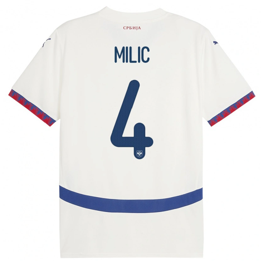 DanxenレディースセルビアLazar Milic#4白アウェイシャツ24-26ジャージーユニフォーム