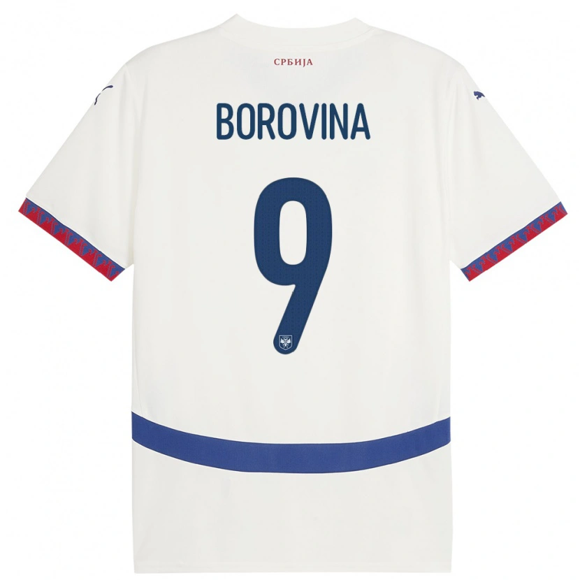DanxenレディースセルビアSrdjan Borovina#9白アウェイシャツ24-26ジャージーユニフォーム