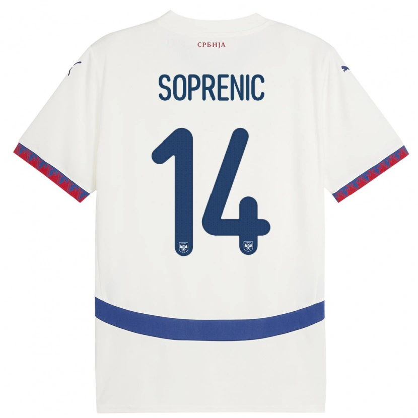 DanxenレディースセルビアMilos Soprenic#14白アウェイシャツ24-26ジャージーユニフォーム