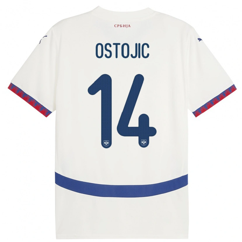 DanxenレディースセルビアJovan Ostojic#14白アウェイシャツ24-26ジャージーユニフォーム