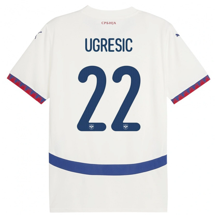 DanxenレディースセルビアOgnjen Ugresic#22白アウェイシャツ24-26ジャージーユニフォーム