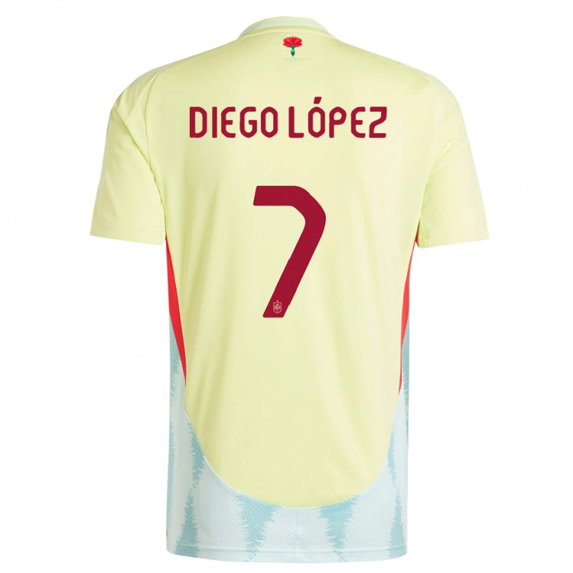 Danxenレディーススペインディエゴ・ロペス・ロドリゲス#7黄アウェイシャツ24-26ジャージーユニフォーム