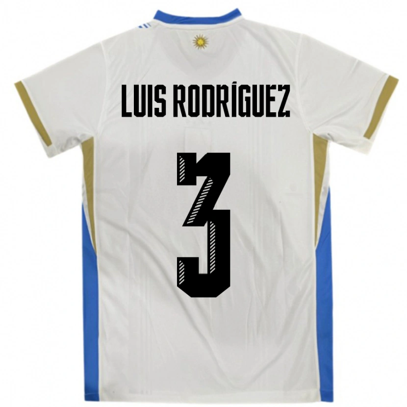DanxenレディースウルグアイJosé Luis Rodríguez#3ホワイトブルーアウェイシャツ24-26ジャージーユニフォーム