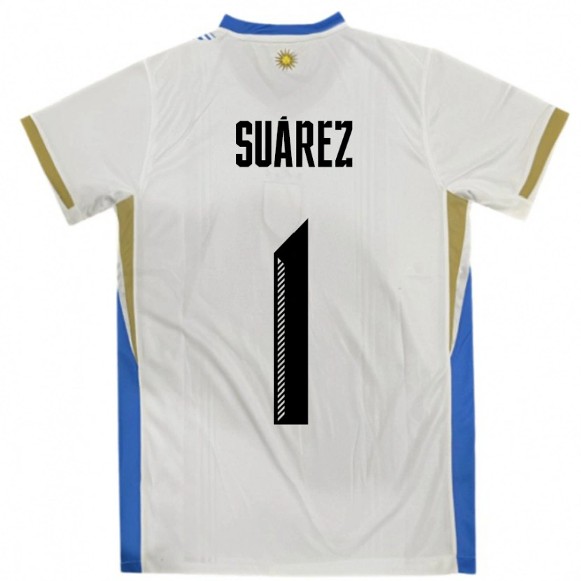 DanxenレディースウルグアイIgnacio Suárez#1ホワイトブルーアウェイシャツ24-26ジャージーユニフォーム