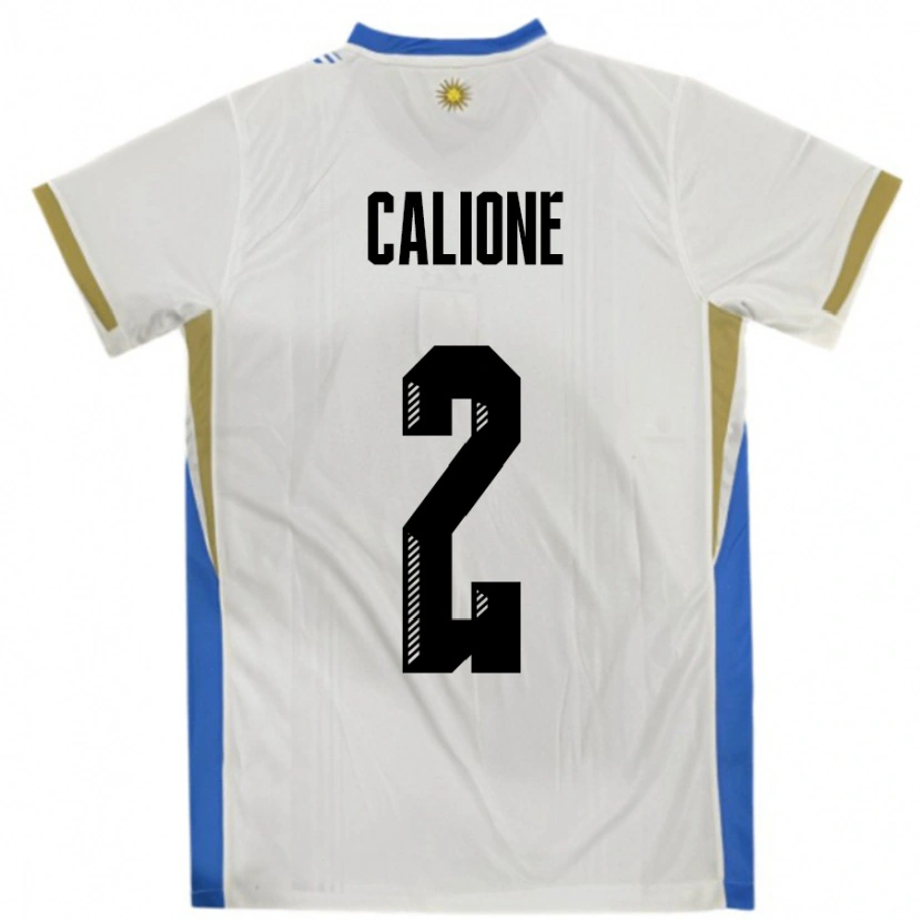 DanxenレディースウルグアイPaolo Calione#2ホワイトブルーアウェイシャツ24-26ジャージーユニフォーム