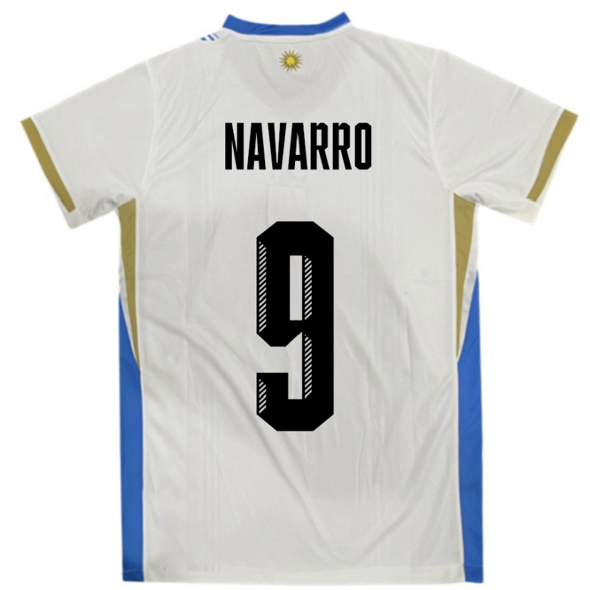 DanxenレディースウルグアイLautaro Navarro#9ホワイトブルーアウェイシャツ24-26ジャージーユニフォーム