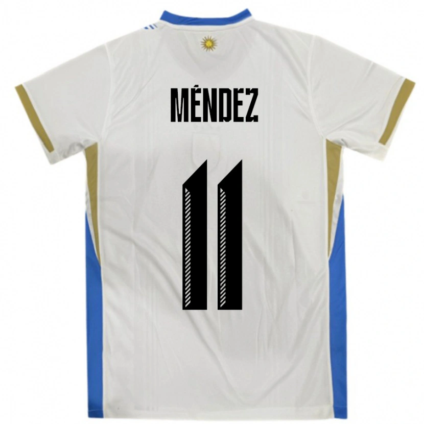 DanxenレディースウルグアイAxel Méndez#11ホワイトブルーアウェイシャツ24-26ジャージーユニフォーム