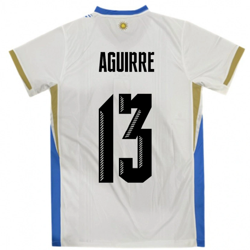 DanxenレディースウルグアイJoaquin Aguirre#13ホワイトブルーアウェイシャツ24-26ジャージーユニフォーム